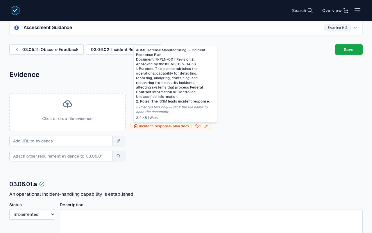 Hovering a Word document attachment shows a preview of its extracted text